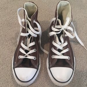 Brown converse high tops WORN ONLY ONCE!
